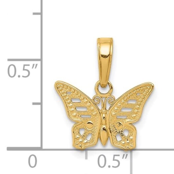 14K Yellow Gold Butterfly Pendant 14x13mm