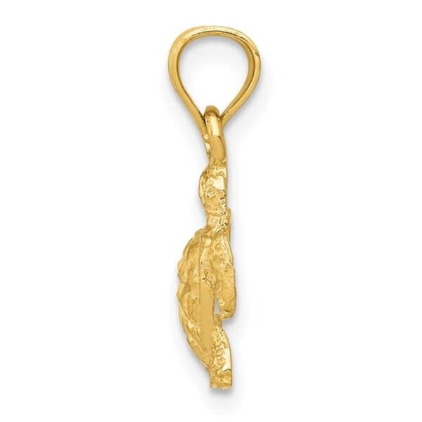 14K Yellow Gold D/C Textured Sea Turtle