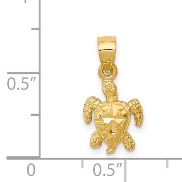 14K Yellow Gold D/C Textured Sea Turtle