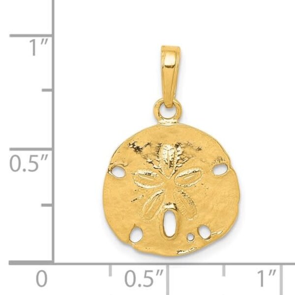 14K Yellow Gold Polished Sand Dollar Pendant 21x15.4mm