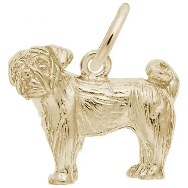 14K Yellow Gold Pug Charm