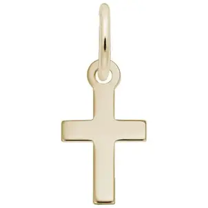14KY Small Polished Cross 7.07x 9.36mm
