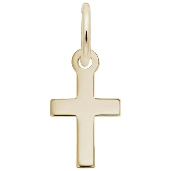 14K Yellow Gold Small Polished Cross 7.07x 9.36mm