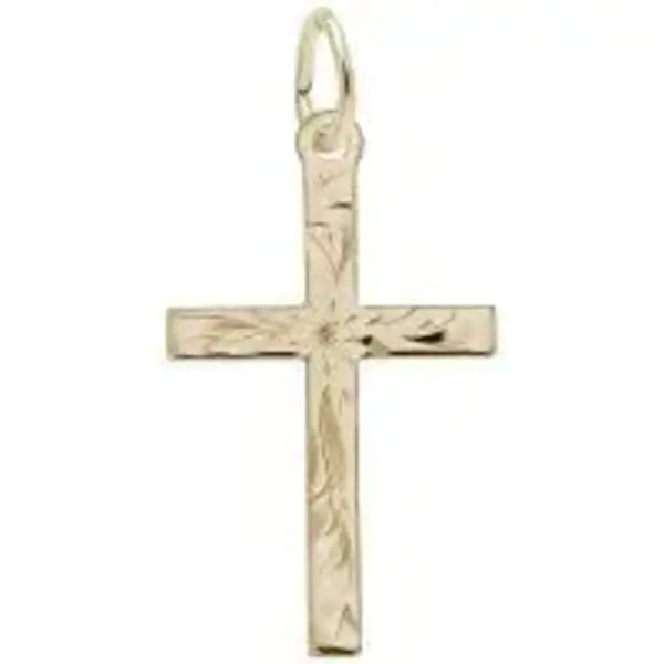 14K Yellow Gold Polished/ Etched Reversible Medium Cross 13.62 mm x 20.05 mm