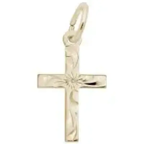 14KY Polished/ Etched Reversable Small Cross 10.19x 14.52mm