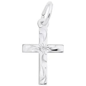 SS Polished/ Etched Reversible Small Cross 10.19x 14.52mm