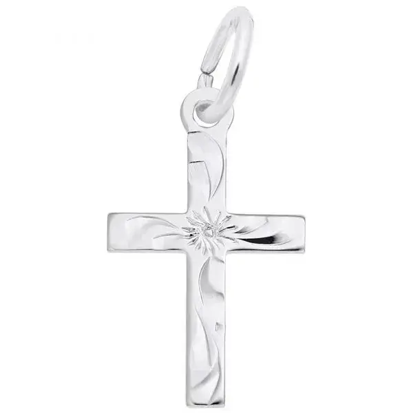 Sterling Silver Polished/ Etched Reversible Small Cross 10.19x 14.52mm