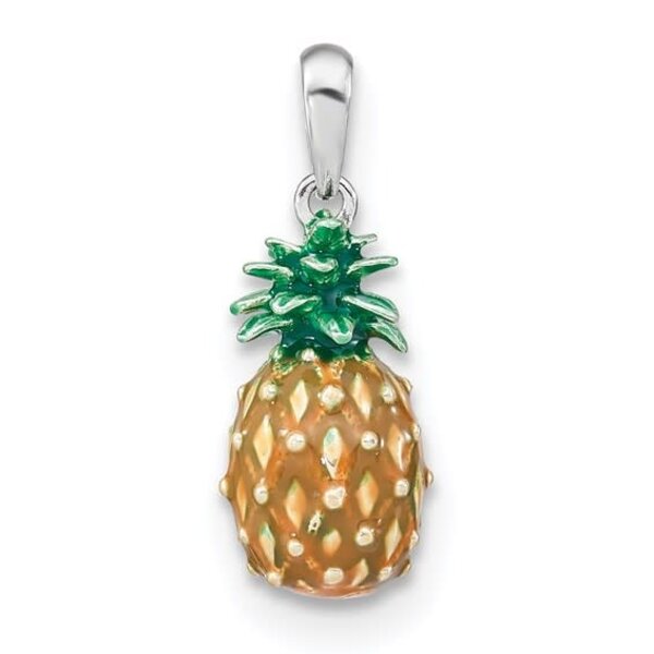Sterling Silver 27mm Enameled Pineapple