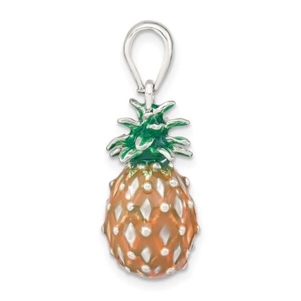 Sterling Silver 27mm Enameled Pineapple