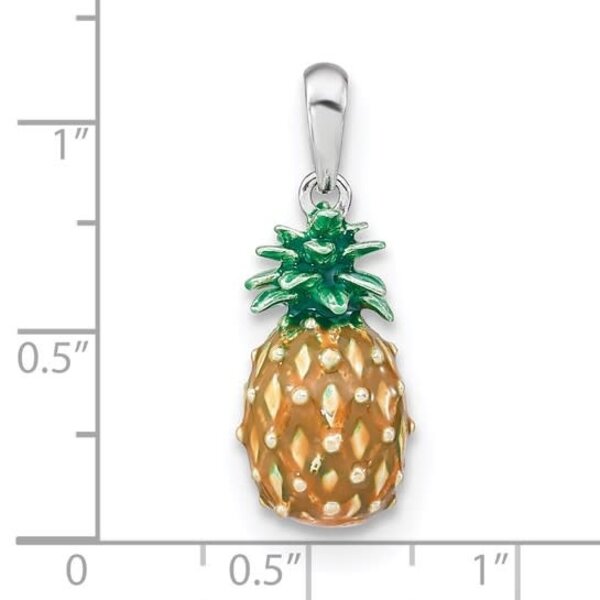 Sterling Silver 27mm Enameled Pineapple