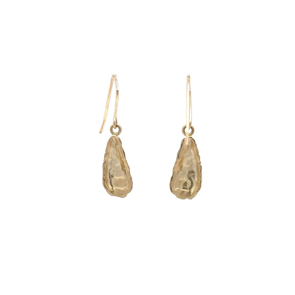 14K Yellow Small Gold Creations Original Oyster Dangle Earrings