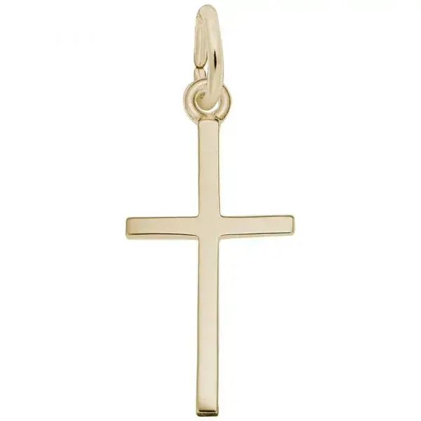 14K Yellow Gold Medium Thin Cross 10.1x17.2 mm