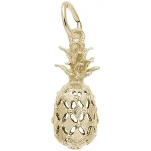 14KY Textured Pineapple Charm 9.2 mm x 21.56 mm