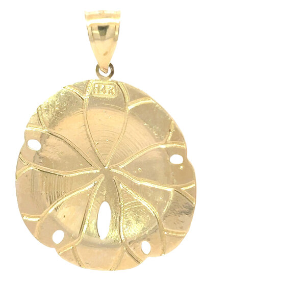 14K Yellow and White Gold Diamond Cut Brushed Sand Dollar Large