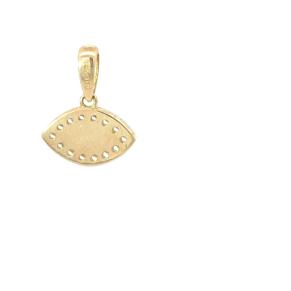 14K Yellow Gold and Cubic Zirconia & Blue Enamel Evil Eye Pendant