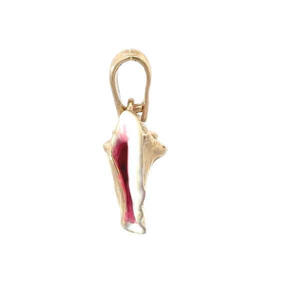 14K Yellow Gold Enameled Conch Shell 5/8"