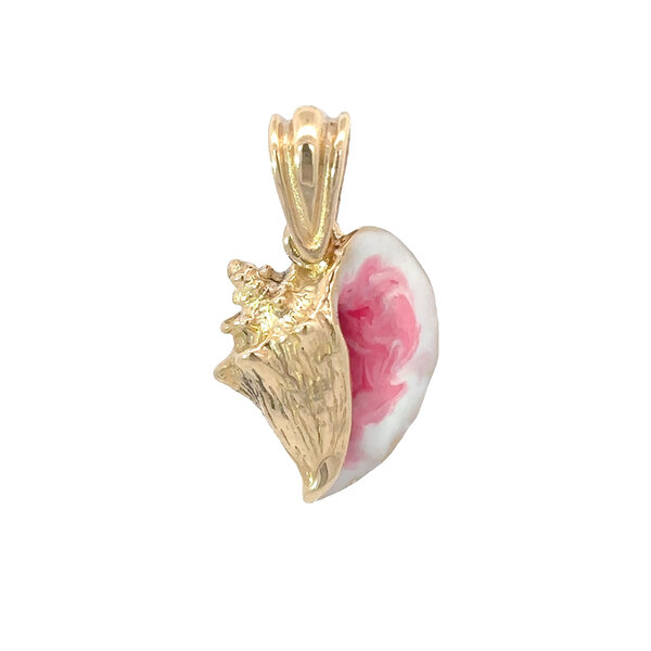 14K Yellow Gold Enameled Conch Shell 5/8"