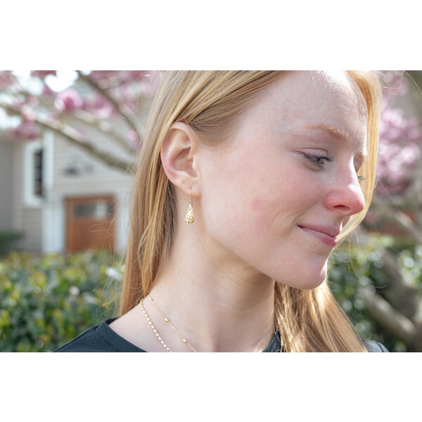 14K Yellow Small Gold Creations Original Oyster Dangle Earrings