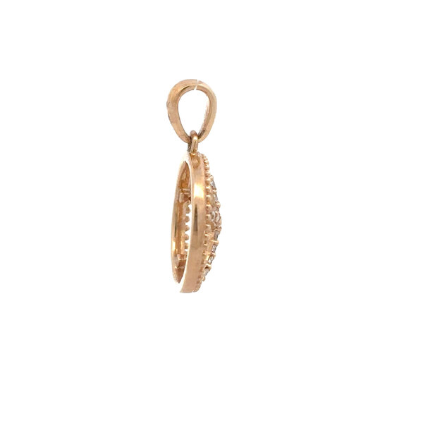 14K Yellow Gold .15ct Diamonds Circle Starfish Pendant