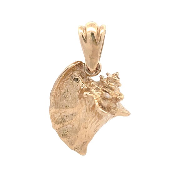 14K Yellow Gold Enameled Conch Shell 3/4"