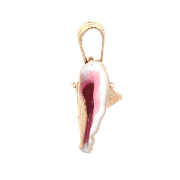 14K Yellow Gold Enameled Conch Shell 3/4"