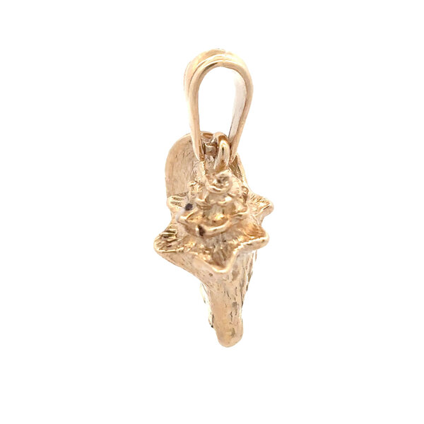 14K Yellow Gold Enameled Conch Shell 3/4"