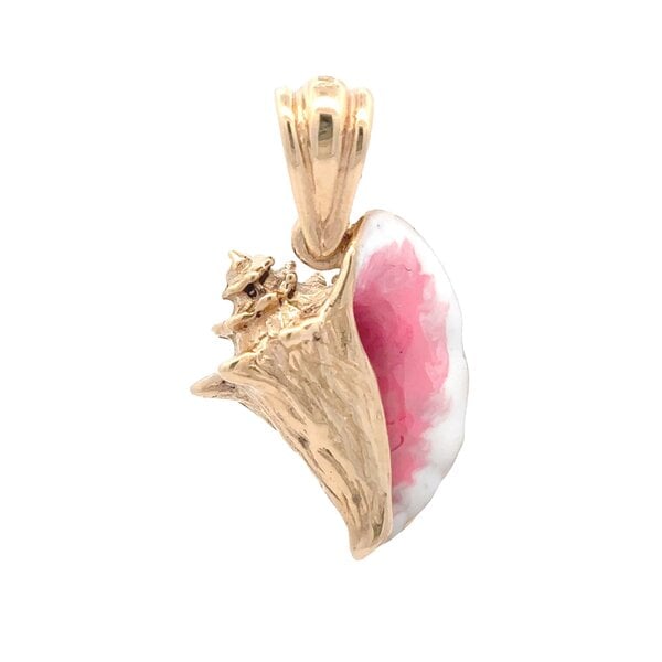 14K Yellow Gold Enameled Conch Shell 3/4"