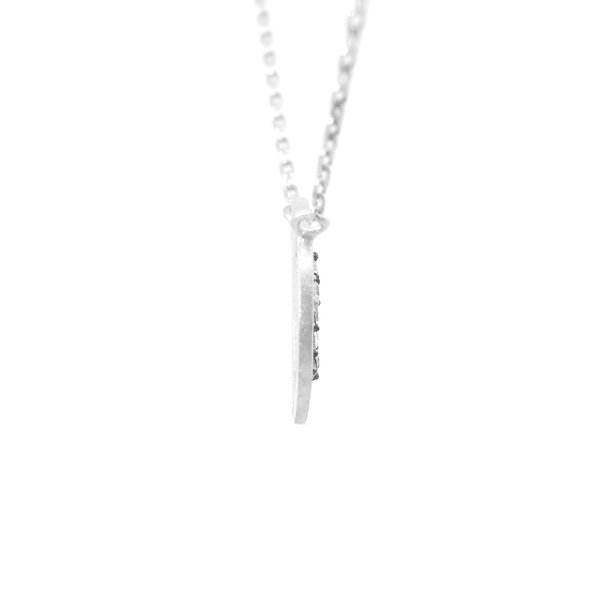 Sterling Silver Cubic Zirconia Brushed Horse Shoe Disc Split Chain Necklace 16"-18"Adjustable