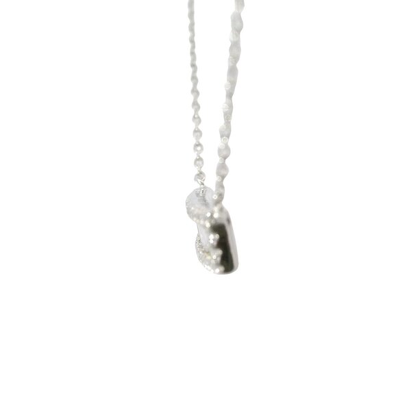Sterling Silver Curved Cubic Zirconia Baguette Bar Necklace 16"-18" Adjustable