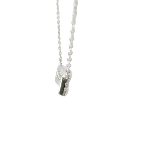 Sterling Silver Curved Cubic Zirconia Baguette Bar Necklace 16"-18" Adjustable