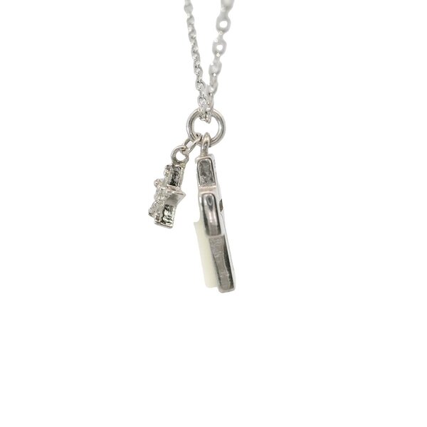 Sterling Silver Mother Of Pearl Cross Cubic Zirconia Star Necklace16"-18" Adjustable