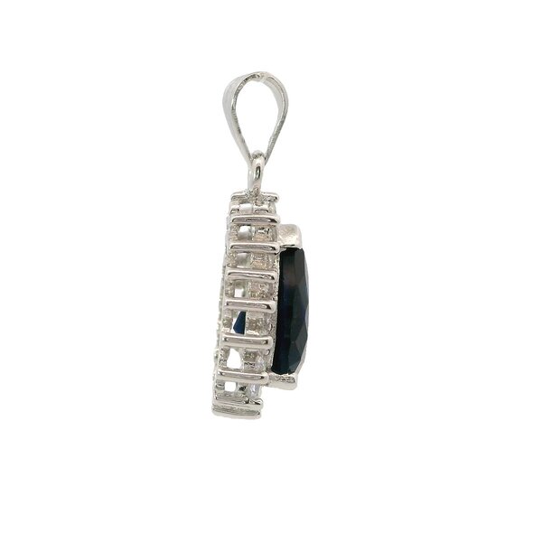 Sterling Silver Blue & White Cubic Zirconia Pear Shaped Pendant