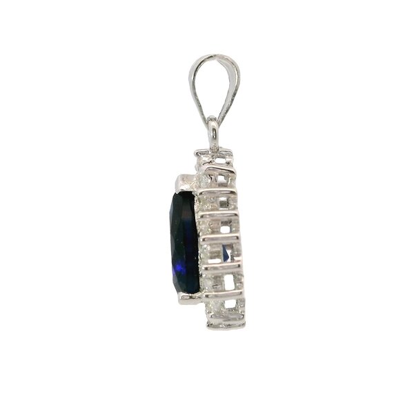 Sterling Silver Blue & White Cubic Zirconia Pear Shaped Pendant