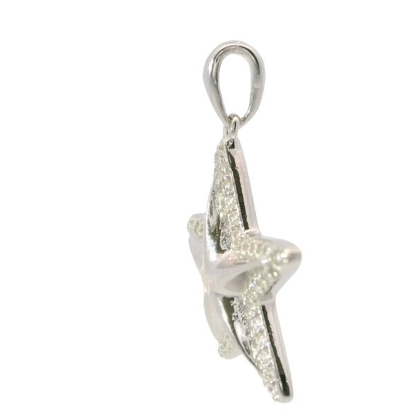 Sterling Silver Polished Cubic Zirconia Edge Starfish Pendant 26x19mm