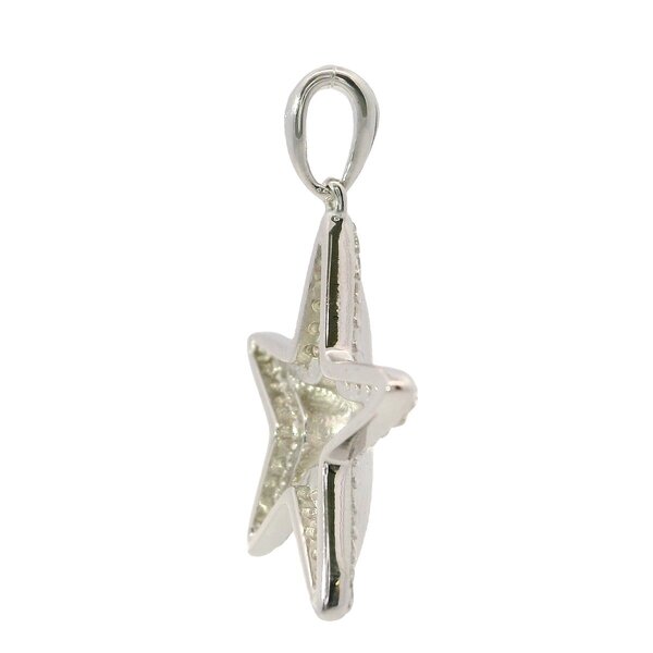 Sterling Silver Polished Cubic Zirconia Edge Starfish Pendant 26x19mm
