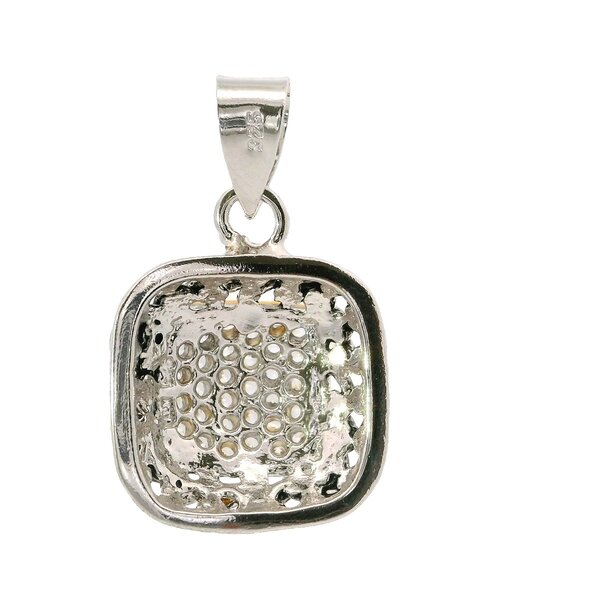 Sterling Silver/Gold Plate Pave Cubic Zirconia Rope Edge Pendant 24x15mm