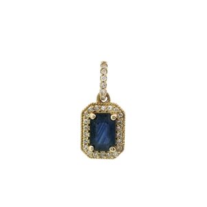 14KY .61ct Em Cut Sapp .10ct Dia Pendant