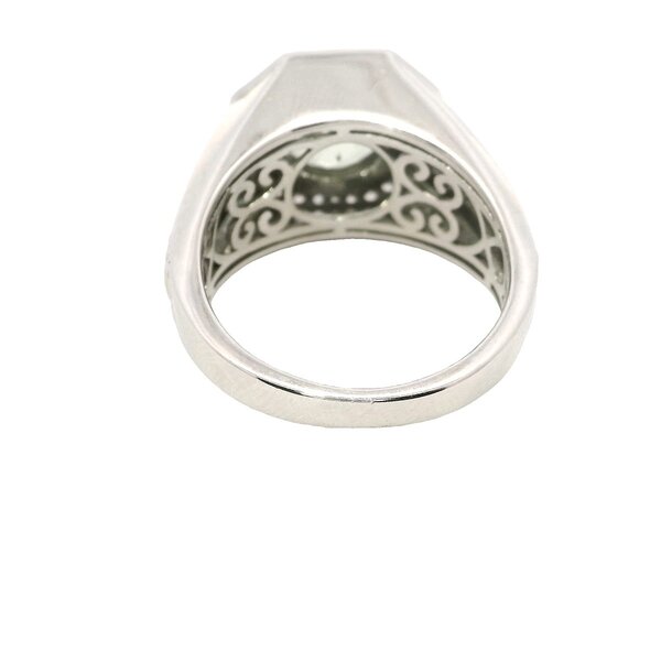Sterling Silver 2.84ct Round Prasiolite Bezel .40ct White Zircon Ring Size 10.25