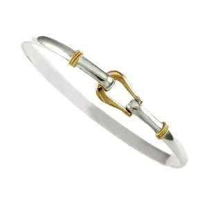 14KY/SS 4MM Shackle Hook Bracelet 7"