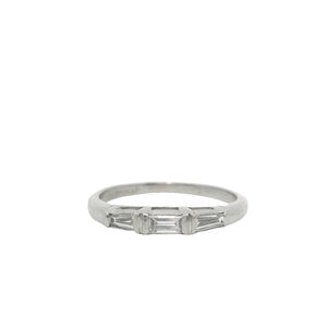 Platinum 1950's .15ct Baguette Diamond Band Size 6.75
