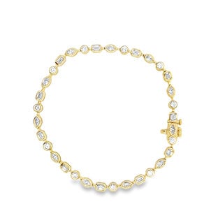 14KY 3.80ct Mixed Fancy Shape Lab Grown Dia Tennis Bracelet 7.25