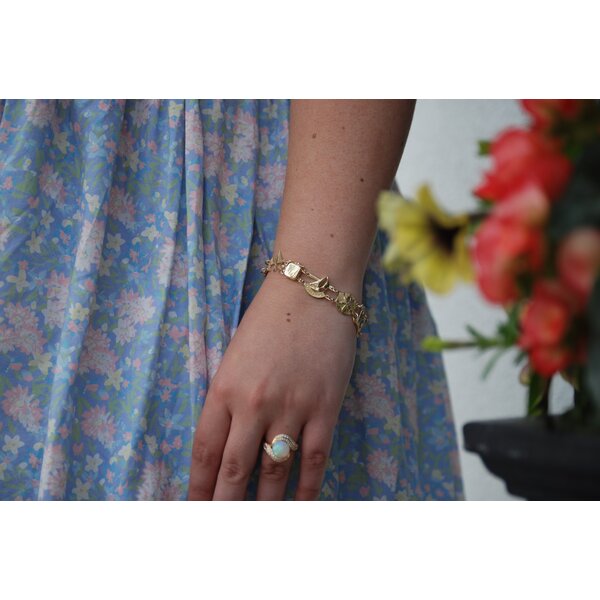 14K Yellow Gold Gold Creations Original Charleston Double Link Bracelet 7"