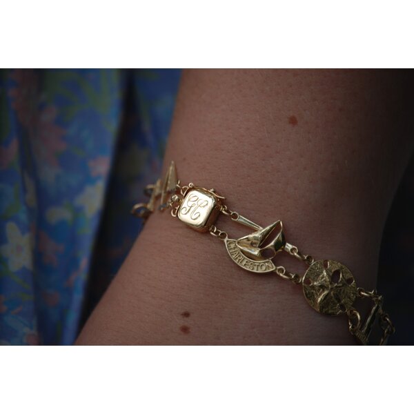 14K Yellow Gold Gold Creations Original Charleston Double Link Bracelet 7"
