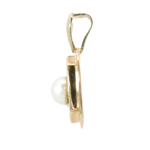 14K Yellow Gold 1970's 1.75ct Baguette Pearl Square Pendant