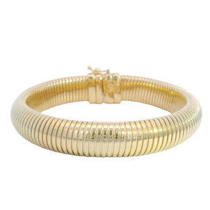 14KY 11mm Rounded Omega Flex Bracelet 7.5"