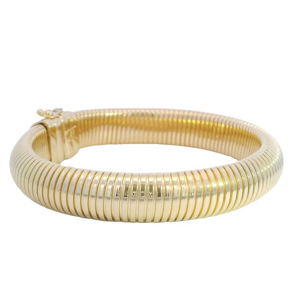 14K Yellow 11mm Rounded Omega Flexible Bracelet 7.5 Inches