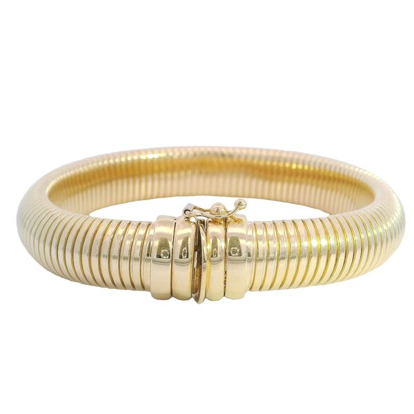 14K Yellow 11mm Rounded Omega Flexible Bracelet 7.5 Inches