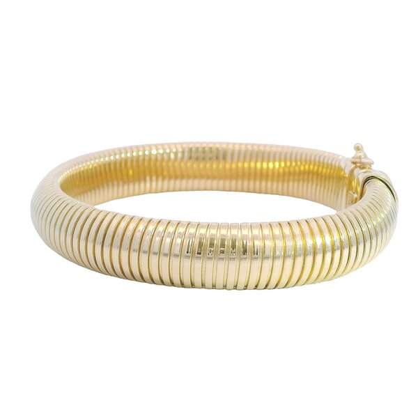 14K Yellow 11mm Rounded Omega Flexible Bracelet 7.5 Inches
