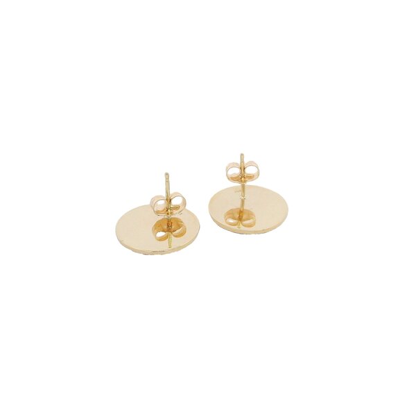 14K Yellow Gold Citadel Button Post Earrings