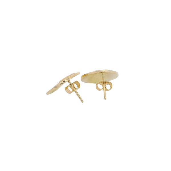 14K Yellow Gold Citadel Button Post Earrings